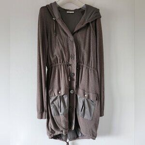 WHITE + WARREN | Light jacket hooded military green drawstring sz M